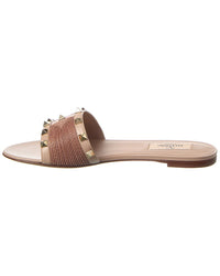 Valentino Valentino Rockstud Leather-Trim Sandal