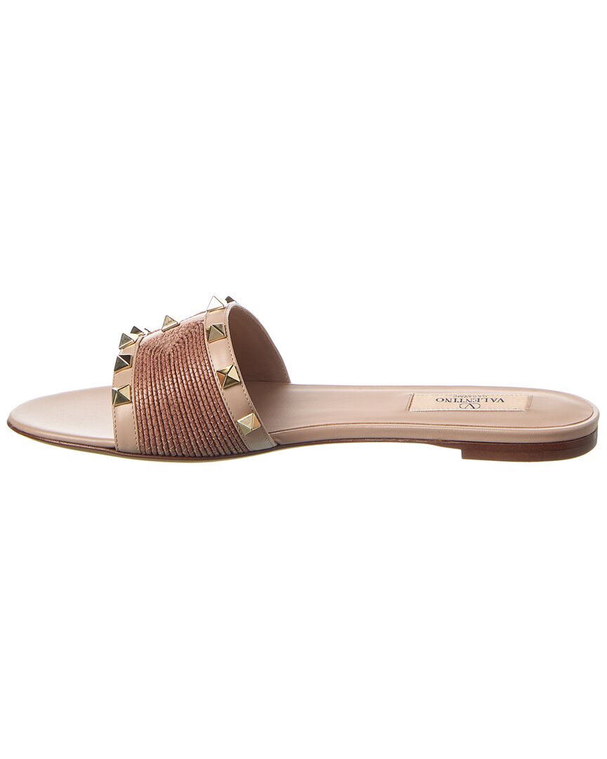 Valentino Valentino Rockstud Leather-Trim Sandal