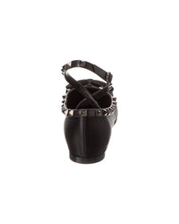 Valentino Rockstud Satin & Leather Flat