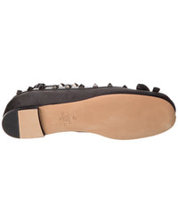 Valentino Rockstud Satin & Leather Flat