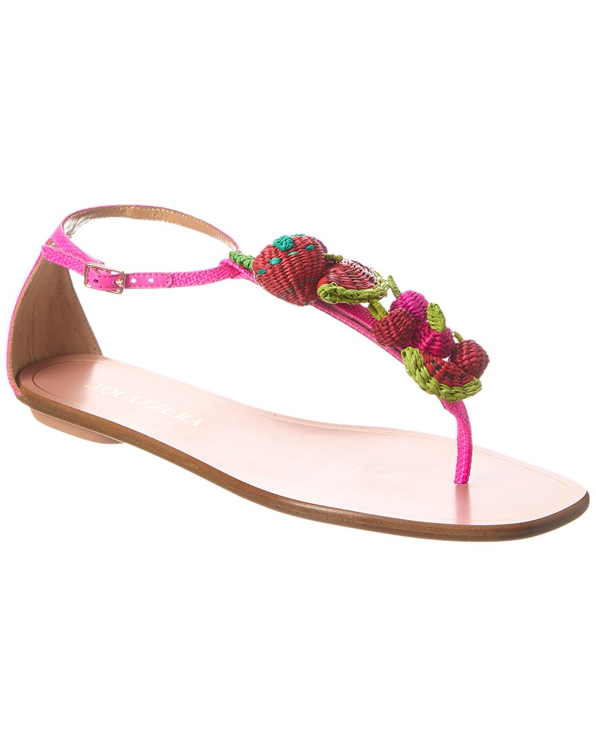 Aquazzura Strawberry Punch Raffia Sandal Pink 36.5
