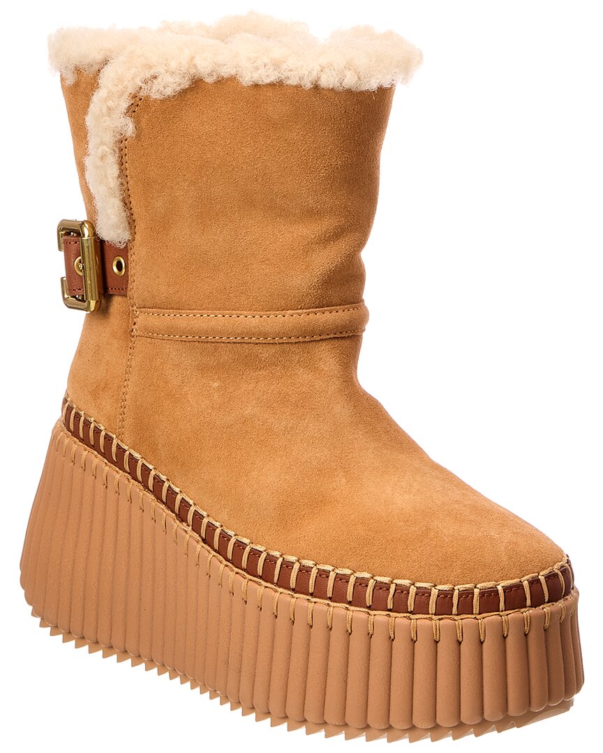 Chloé Chloé Nama Suede & Shearling Bootie