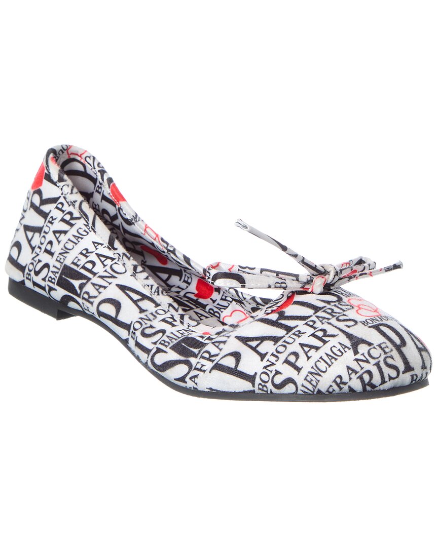 Balenciaga Logo Satin Ballet Flat