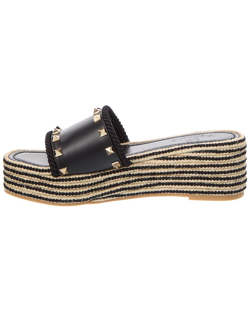 Valentino Rockstud 60 Leather Wedge Sandal