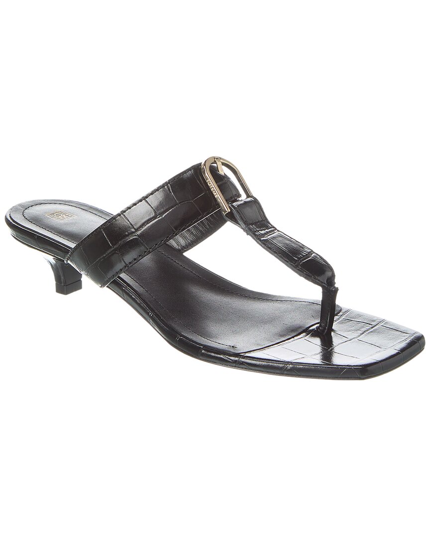 Toteme Croc-Embossed Leather Sandal Black