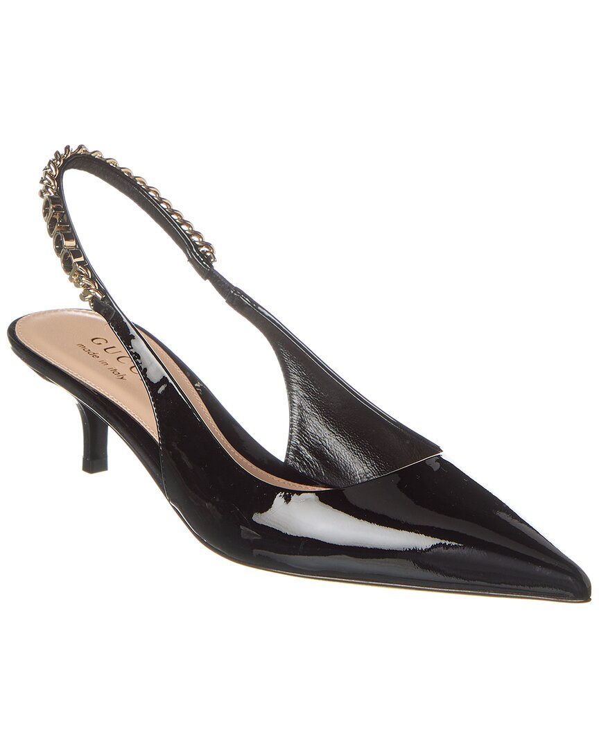 Gucci Signoria Patent Slingback Pump Black