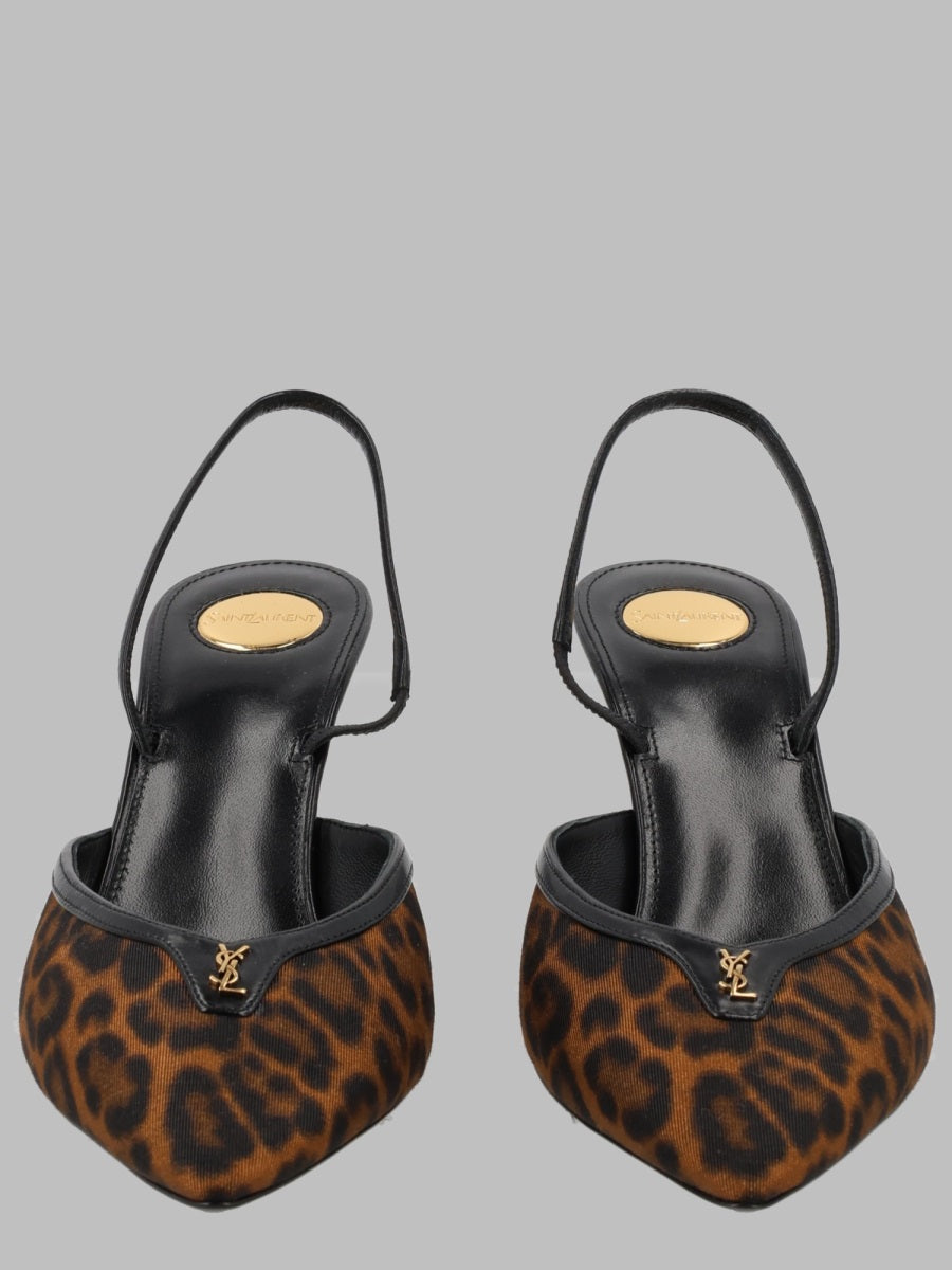 Saint Laurent Women Décolleté Aperte Sul Retro "Folie" In Gros-Grain Leopardato