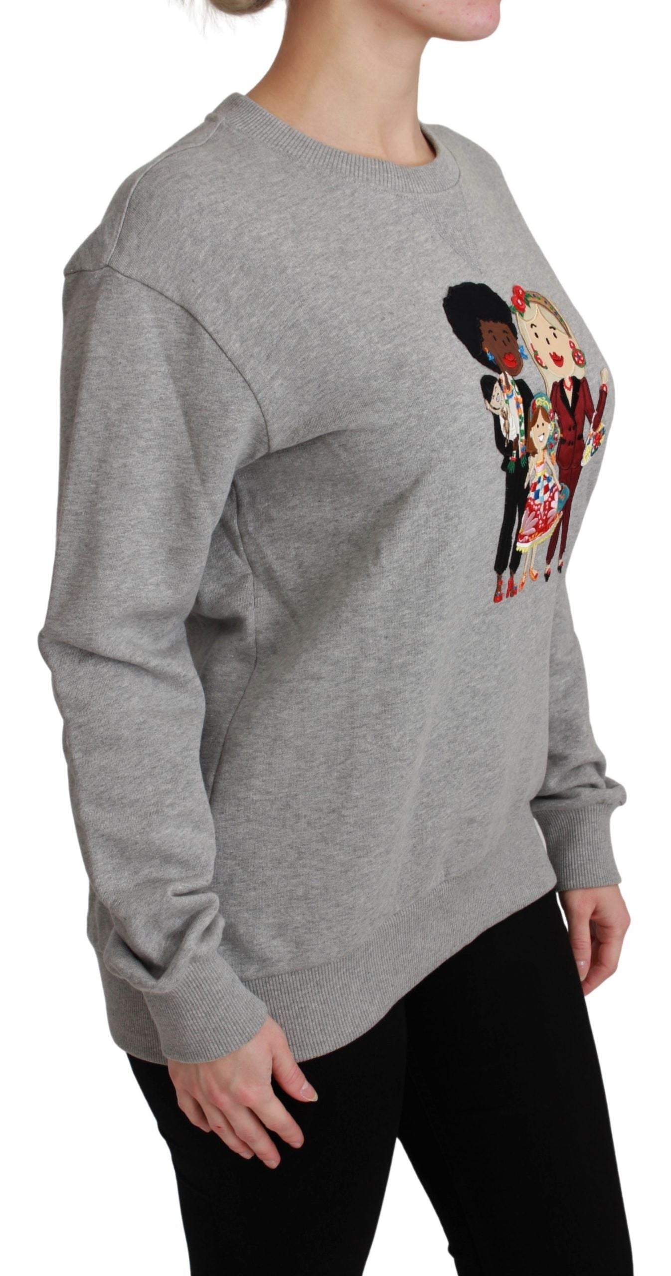 Dolce & Gabbana Dolce & Gabbana Gray #dgfamily Cotton Pullover Women's Sweater