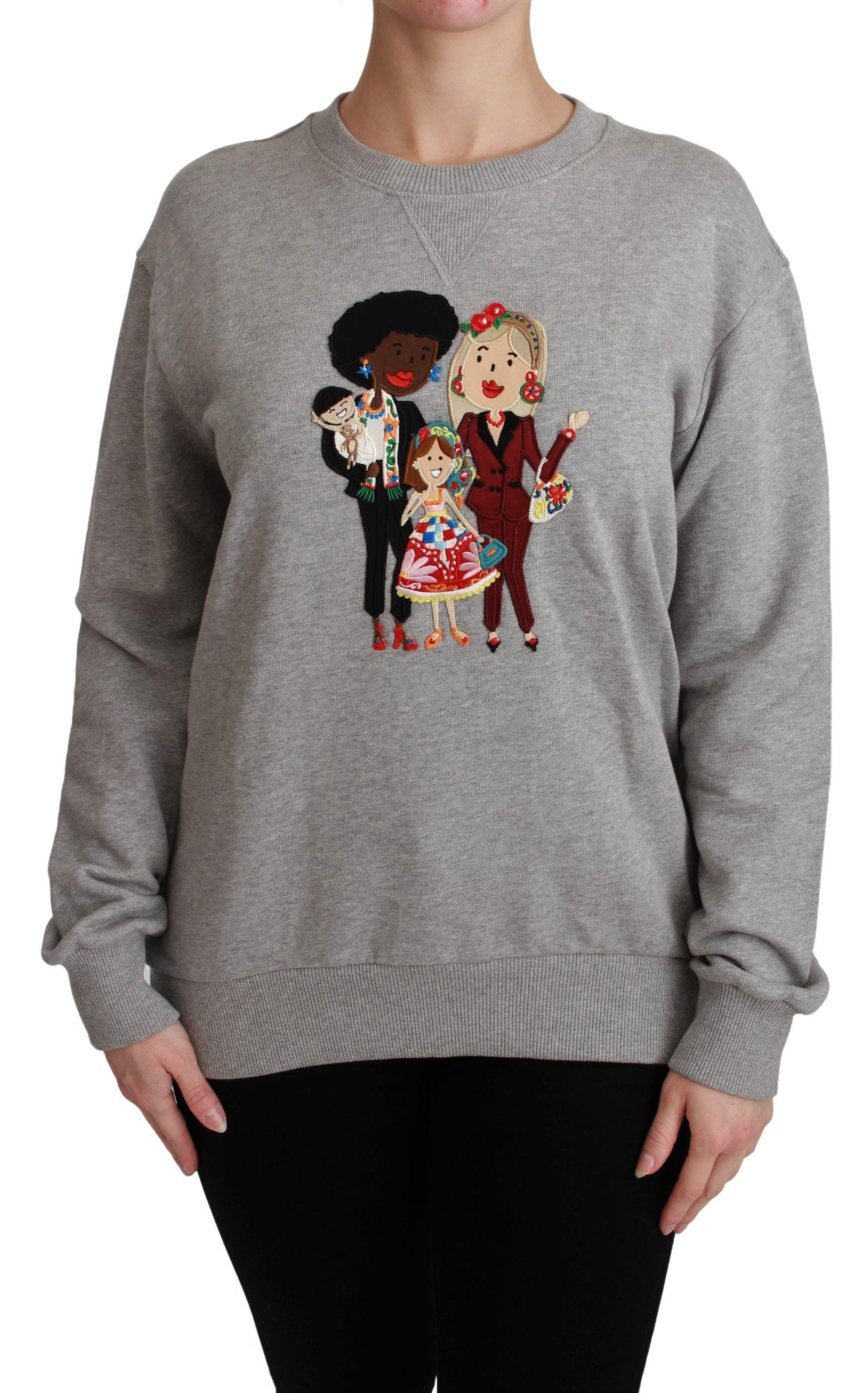 Dolce & Gabbana Dolce & Gabbana Gray #dgfamily Cotton Pullover Women's Sweater
