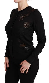Dolce & Gabbana Black Cashmere Lace Cardigan Women's Sweater