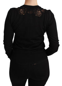 Dolce & Gabbana Black Cashmere Lace Cardigan Women's Sweater
