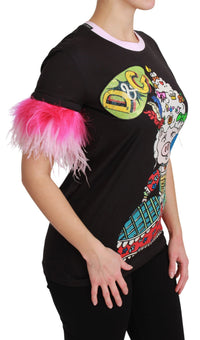 Dolce & Gabbana Black YEAR OF THE PIG Top Cotton Women's T-shirt