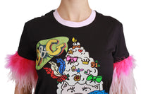 Dolce & Gabbana Black YEAR OF THE PIG Top Cotton Women's T-shirt