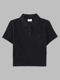Saint Laurent Women Polo Corta Cassandre In Piqué Di Cotone