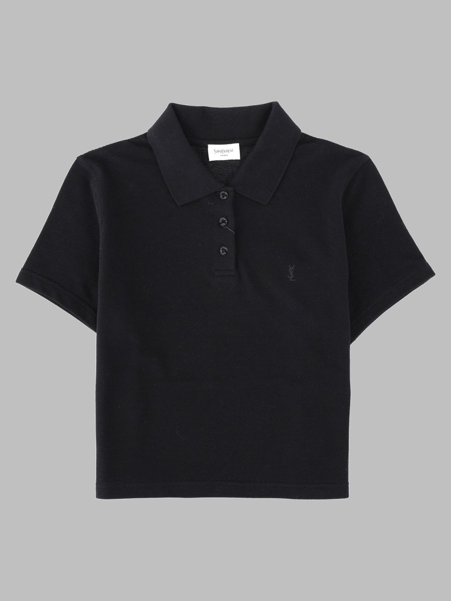 Saint Laurent Women Polo Corta Cassandre In Piqué Di Cotone