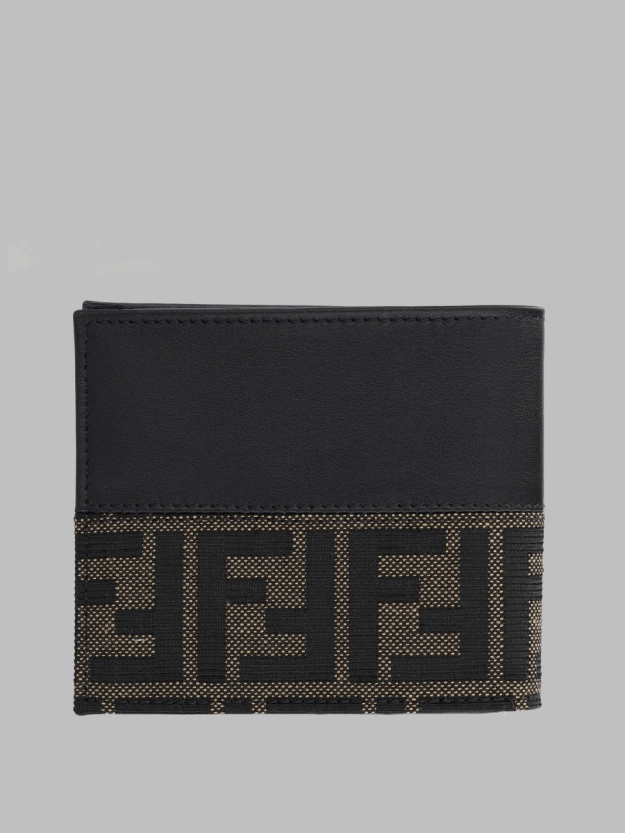 Fendi Men Portafoglio Bifold Ff Con Fascia In Jacquard