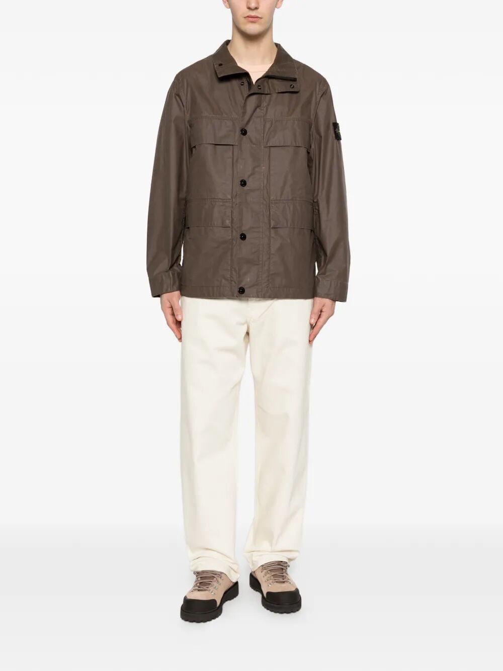 Stone Island Men Waxed Pigment Cotton Tela Field Jacket