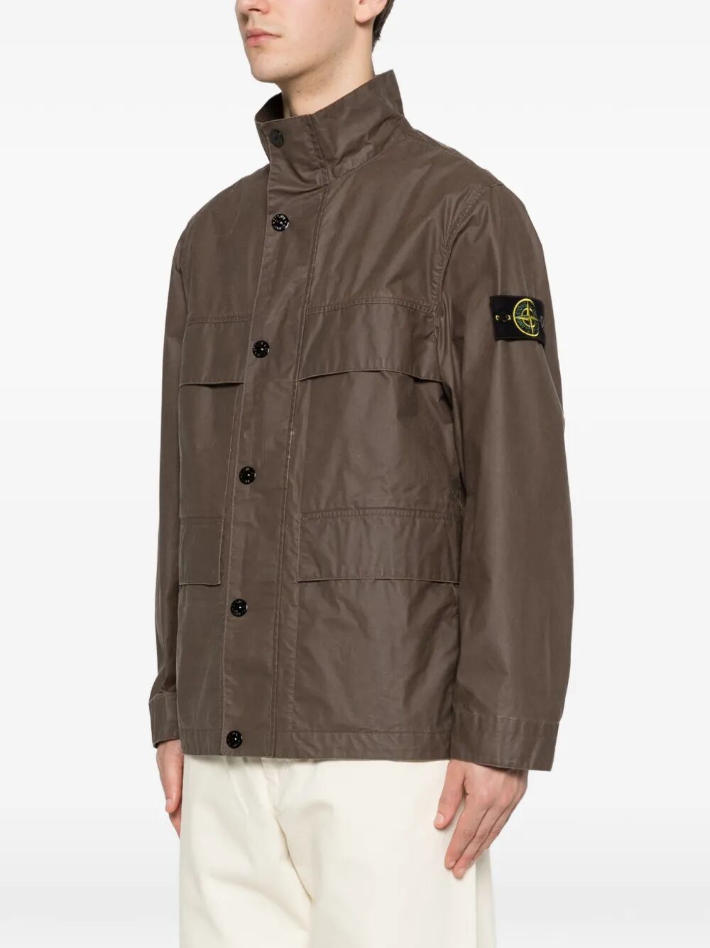 Stone Island Men Waxed Pigment Cotton Tela Field Jacket