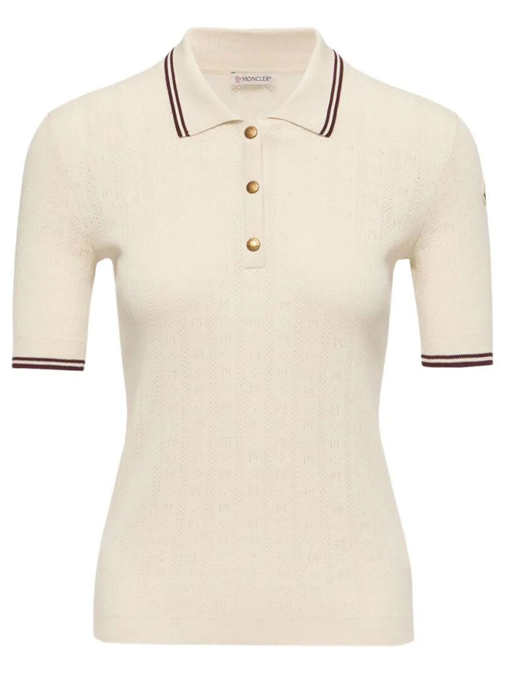 MONCLER Rhombus And Logo Pattern Cotton Polo Shirt Women
