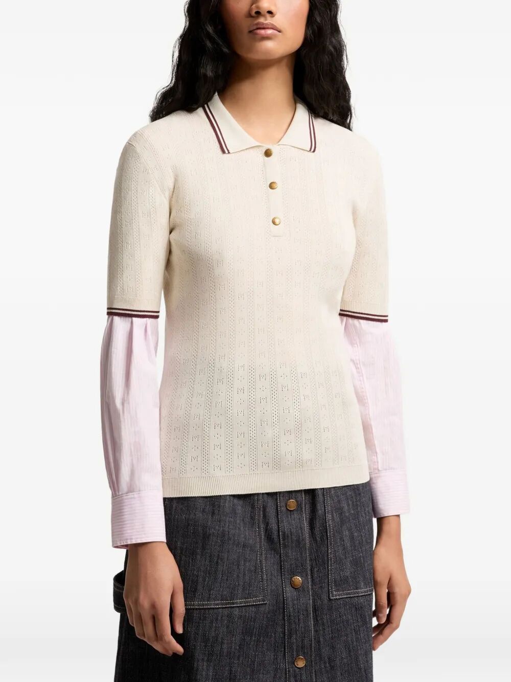 MONCLER Moncler Women Rhombus And Logo Pattern Cotton Polo Shirt