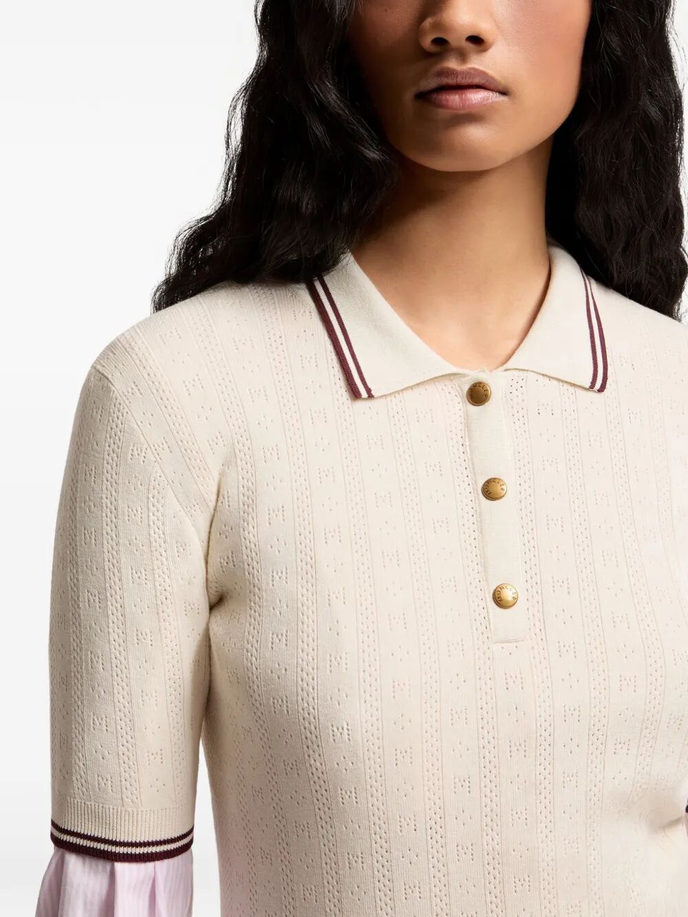 MONCLER Moncler Women Rhombus And Logo Pattern Cotton Polo Shirt