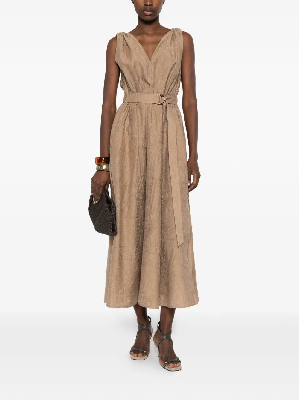 BRUNELLO CUCINELLI Brunello Cucinelli Women V-Neck Belted Midi Dress