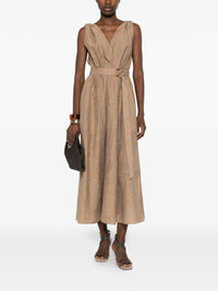 BRUNELLO CUCINELLI Brunello Cucinelli Women V-Neck Belted Midi Dress
