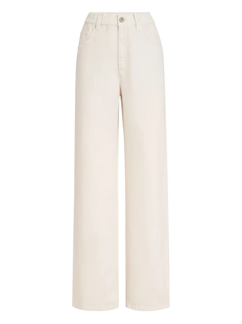 BRUNELLO CUCINELLI Brunello Cucinelli Women Garment-Dyed Cotton And Linen Contemporary Trousers In With Monili