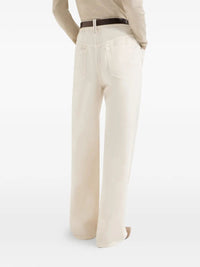 BRUNELLO CUCINELLI Brunello Cucinelli Women Garment-Dyed Cotton And Linen Contemporary Trousers In With Monili