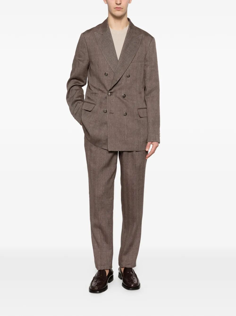 Brunello Cucinelli Men Linen And Virgin Wool Chevron Leisure Suit