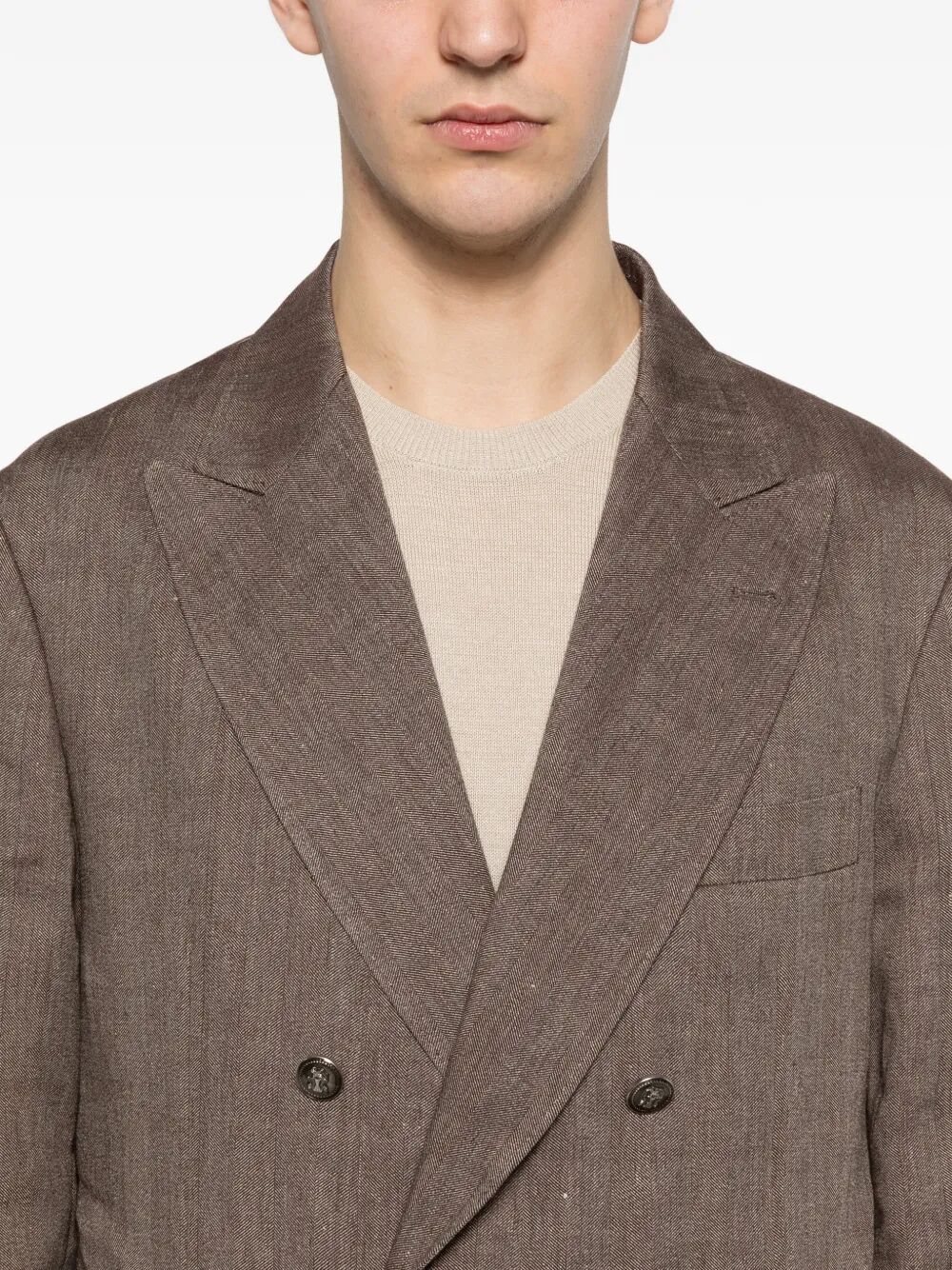 Brunello Cucinelli Men Linen And Virgin Wool Chevron Leisure Suit