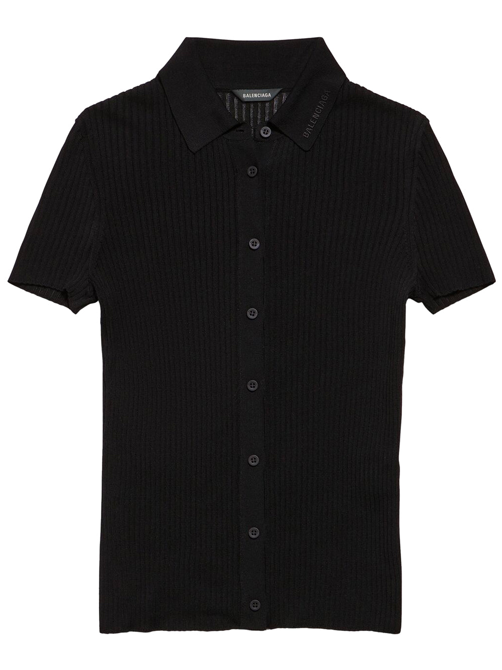 BALENCIAGA Short Sleeved Ribbed Viscose And Cotton Knit Top Women