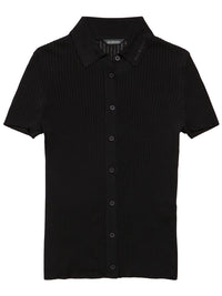 BALENCIAGA Short Sleeved Ribbed Viscose And Cotton Knit Top Women