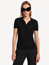 BALENCIAGA Balenciaga Women Short Sleeved Ribbed Viscose And Cotton Knit Top