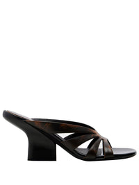 Distressed-Effect Leather Wedge Mule Women