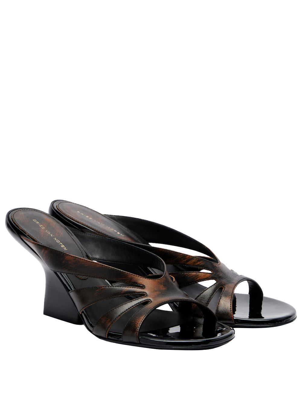 Distressed-Effect Leather Wedge Mule Women