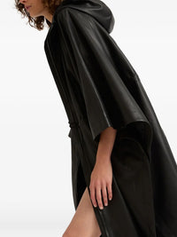 Yves Salomon Women Leather Cape With Drawstring Waist