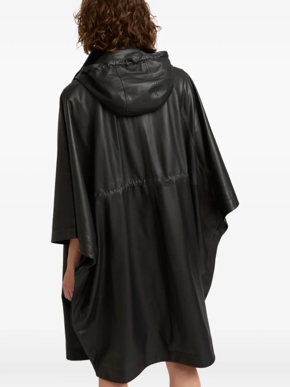 Yves Salomon Women Leather Cape With Drawstring Waist