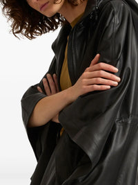 Yves Salomon Women Leather Cape With Drawstring Waist