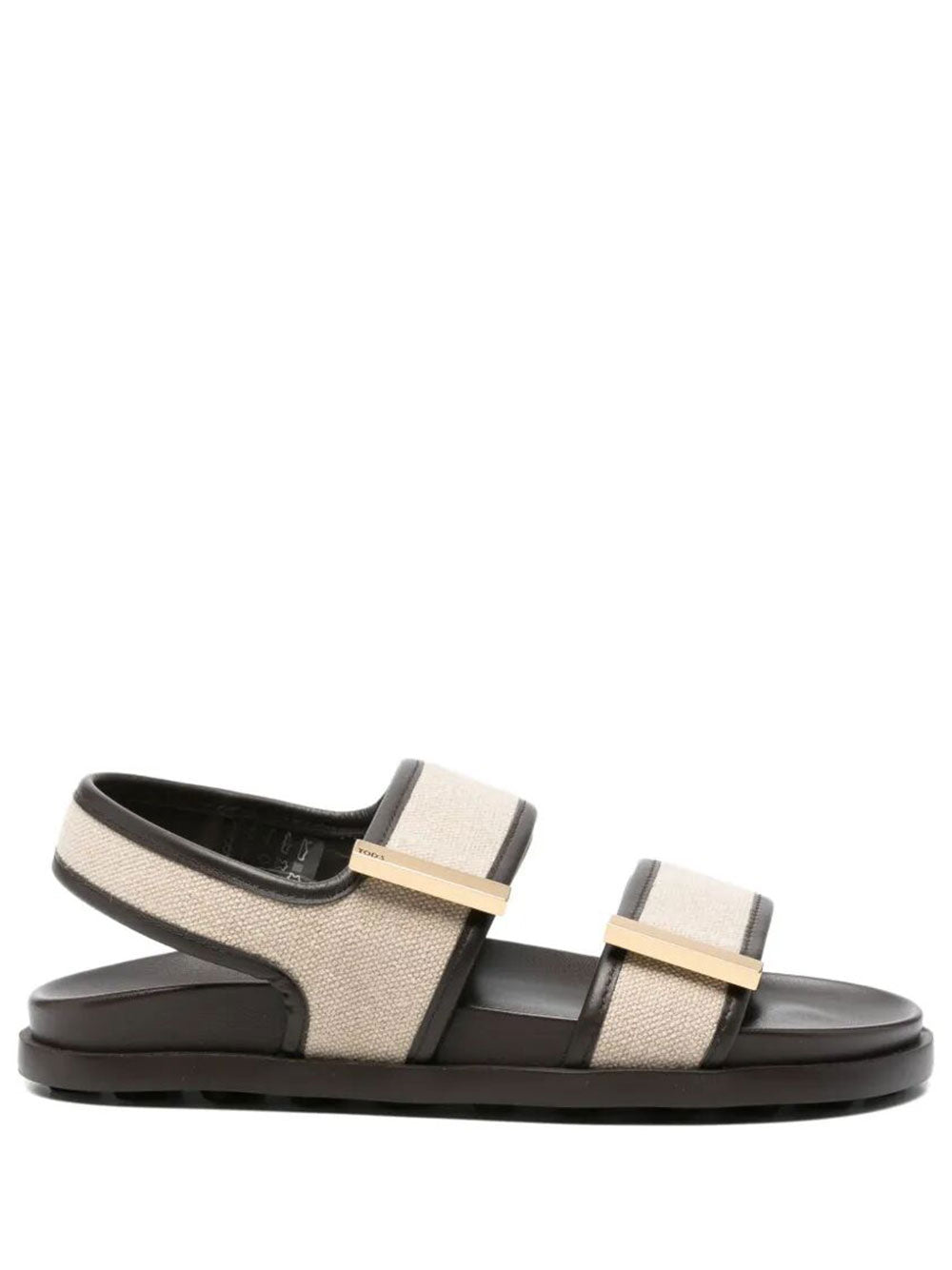 Tod's Women Double-Strap Fabric Sandals With Leather Detailing
