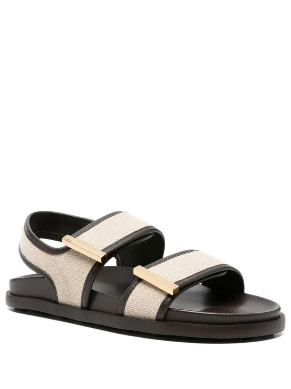 Tod's Women Double-Strap Fabric Sandals With Leather Detailing
