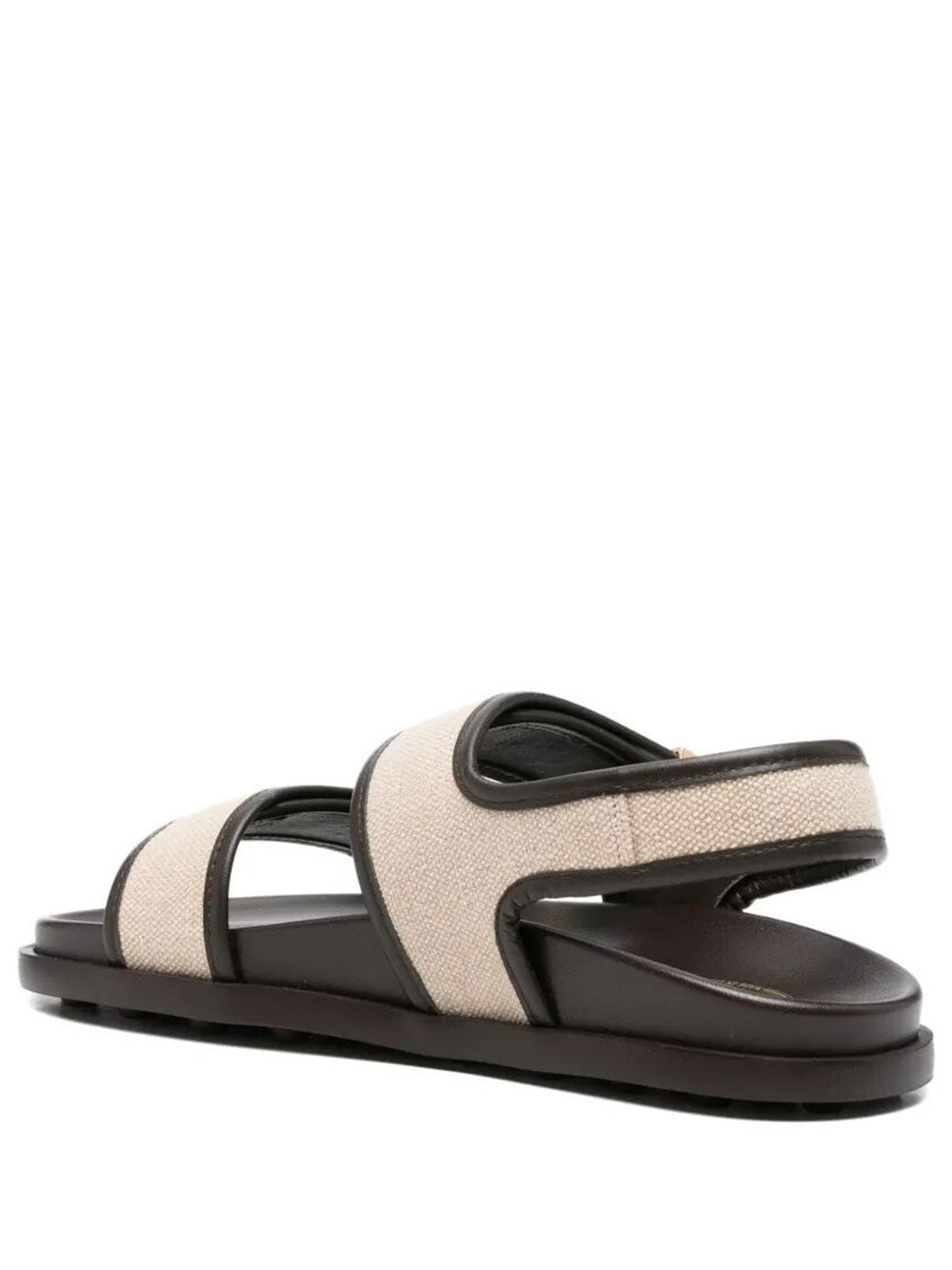 Tod's Women Double-Strap Fabric Sandals With Leather Detailing
