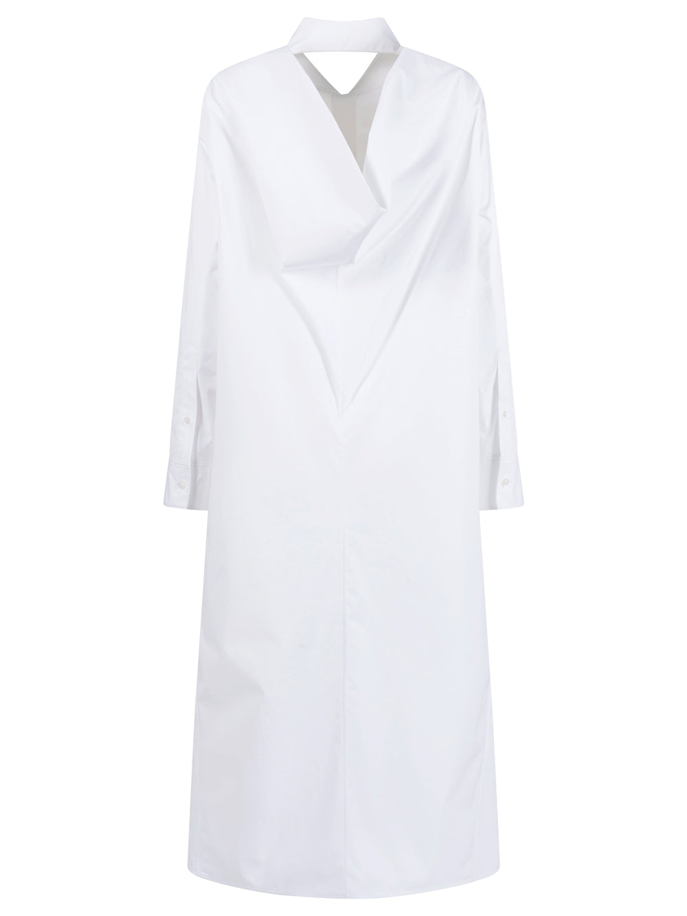 Balenciaga Women Draped Back Cotton Poplin Dress