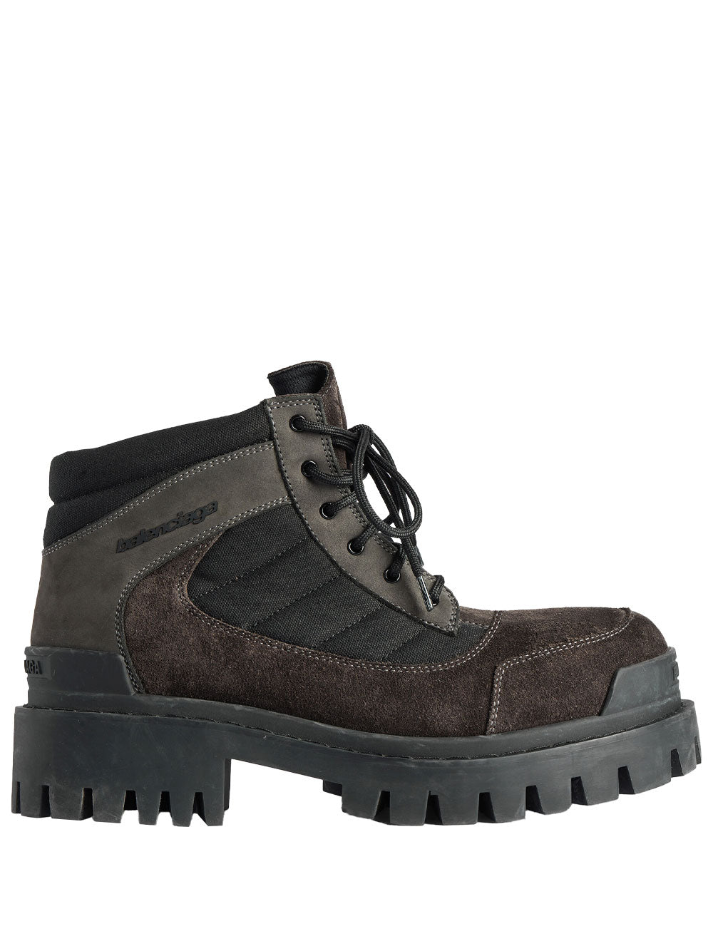 Balenciaga Men Combat Strike Low Boots In Nubuck, Suede And Cotton Canvas