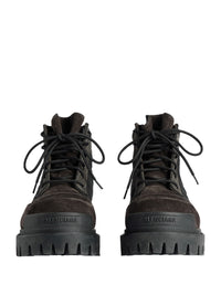 Balenciaga Men Combat Strike Low Boots In Nubuck, Suede And Cotton Canvas
