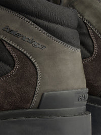 Balenciaga Men Combat Strike Low Boots In Nubuck, Suede And Cotton Canvas