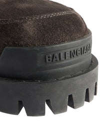 Balenciaga Men Combat Strike Low Boots In Nubuck, Suede And Cotton Canvas