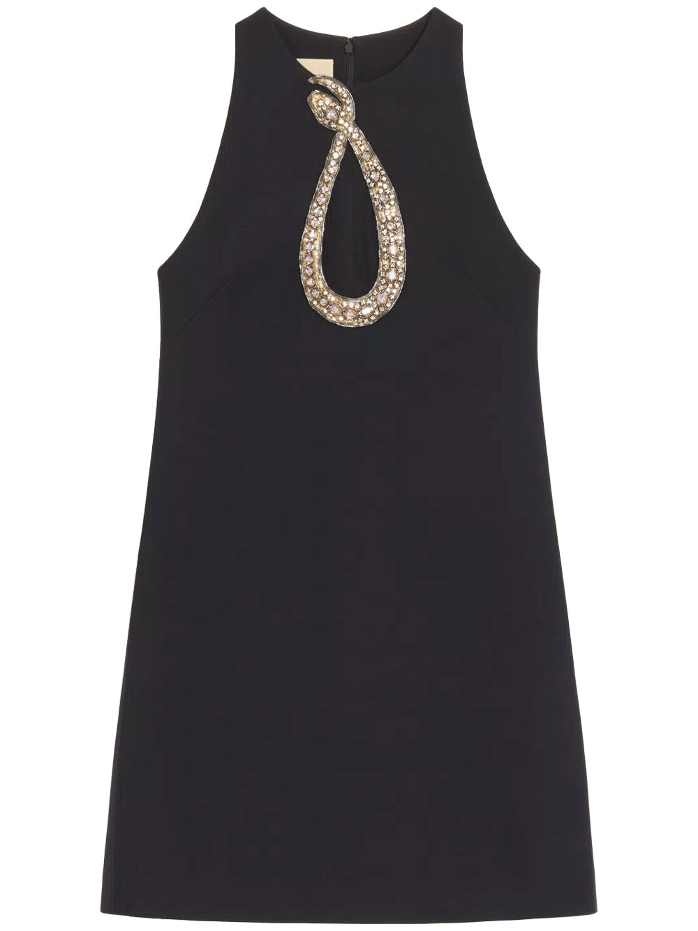 Valentino Garavani Women Rhinestone Snake Embroidery Crepe Couture Short Dress