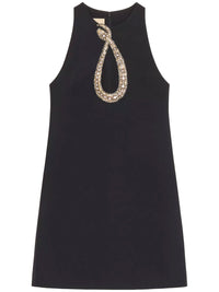 Valentino Garavani Women Rhinestone Snake Embroidery Crepe Couture Short Dress