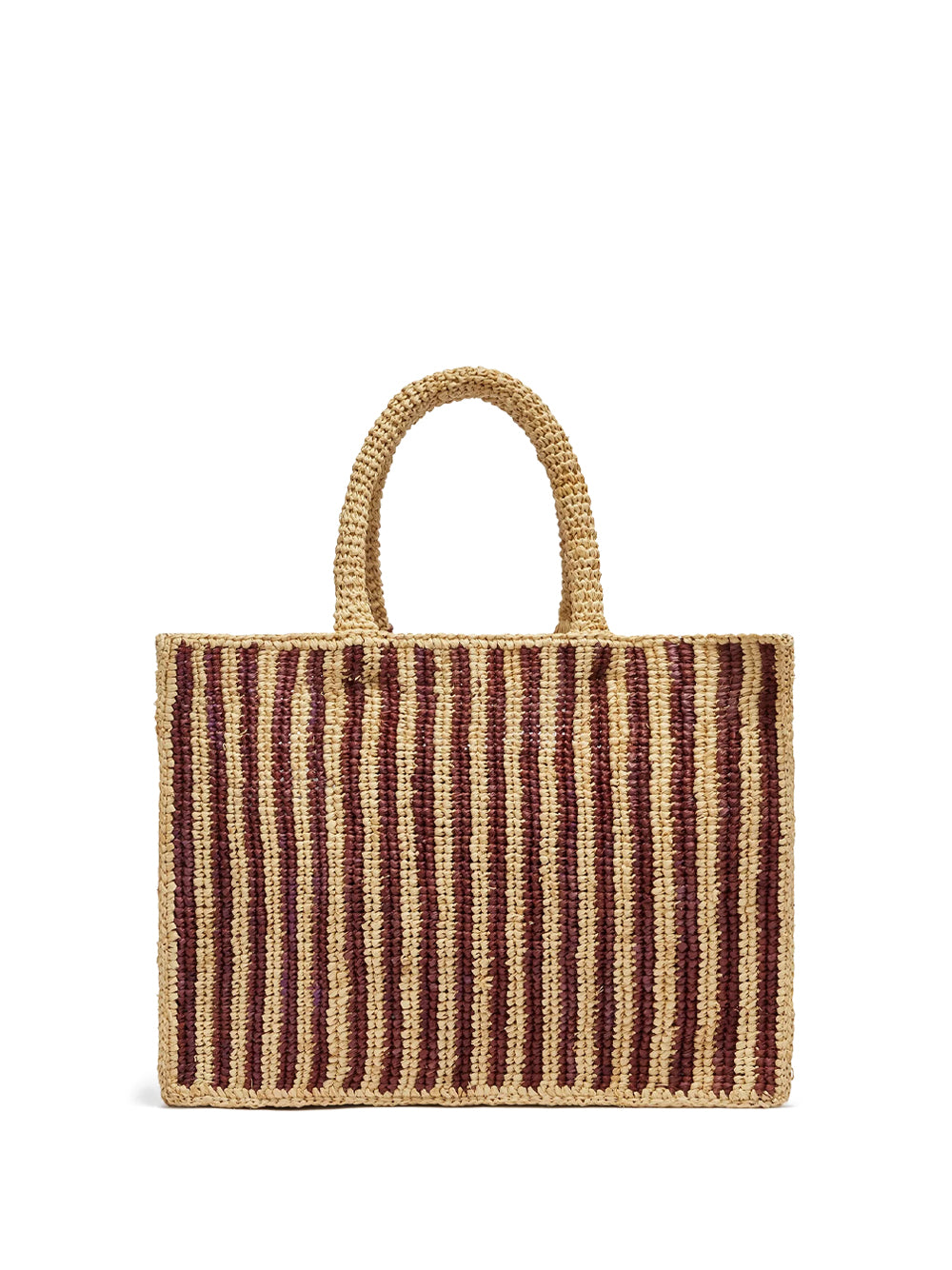 MC2 SAINT BARTH Mc2 Saint Barth Women Colette Raffia Brown Striped Handbag With Logo Embroidery